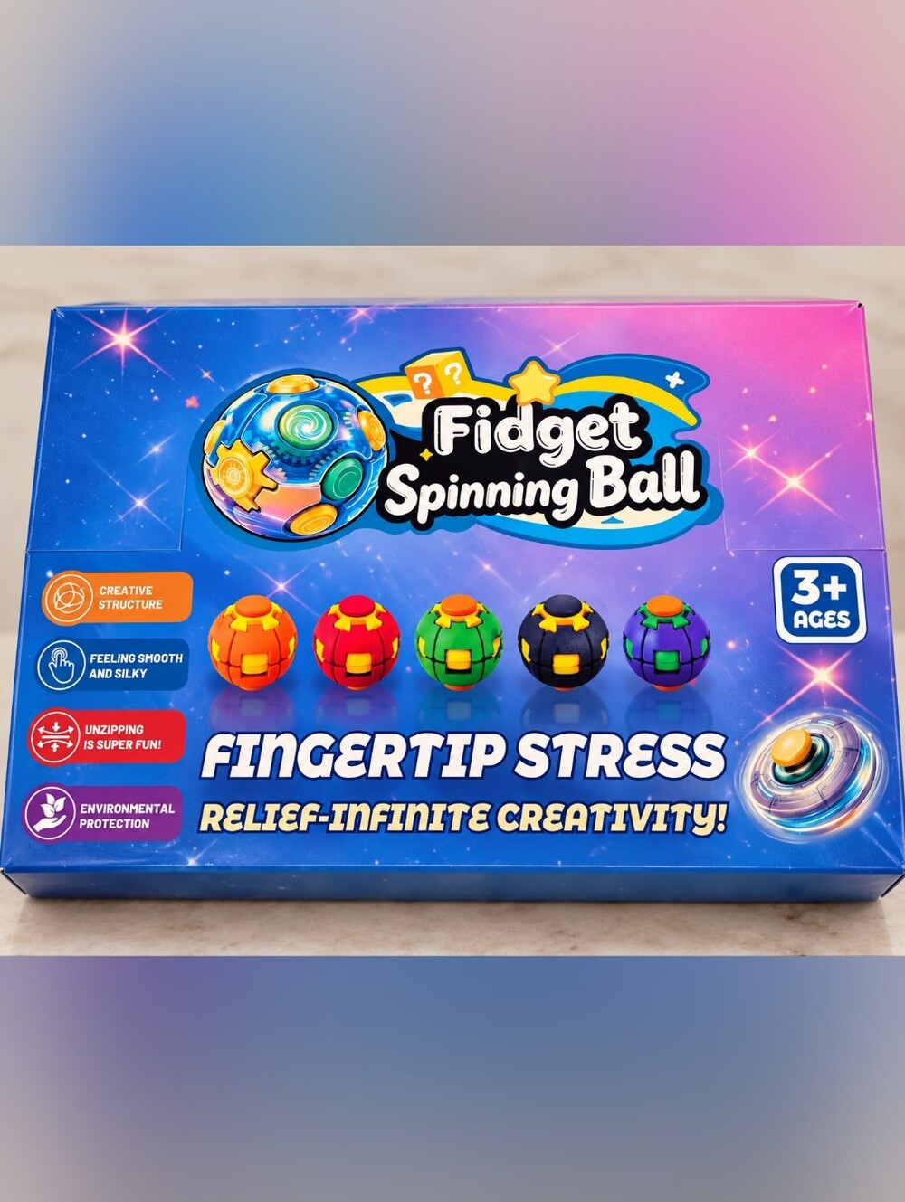 NIB Fidget Spinning Ball Multicolor - Whole Case Of 12
